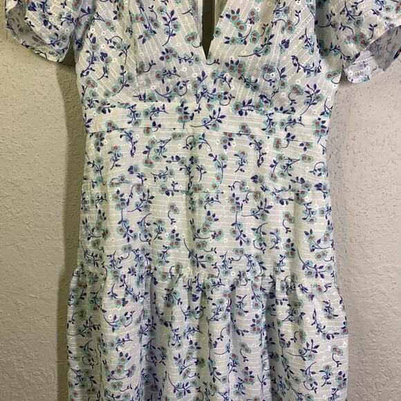 HELLO MOLLY Dress 8 Flower Garden VNeck Keyhole Back Hidden Zipper Ruched Sleeve - Picture 6 of 16